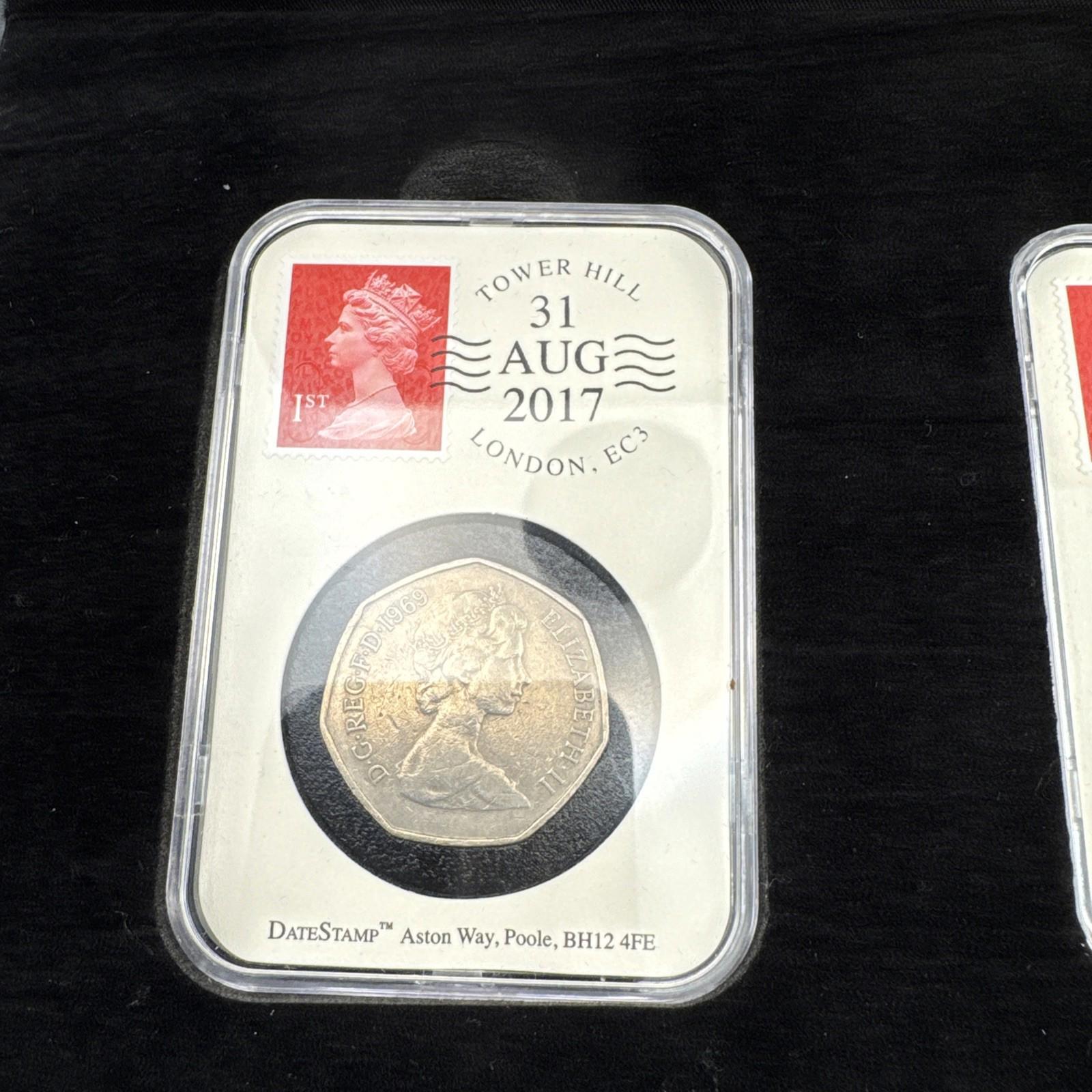Date stamp 20th Anniversary Of The Small 50p Coin Boxed With COA