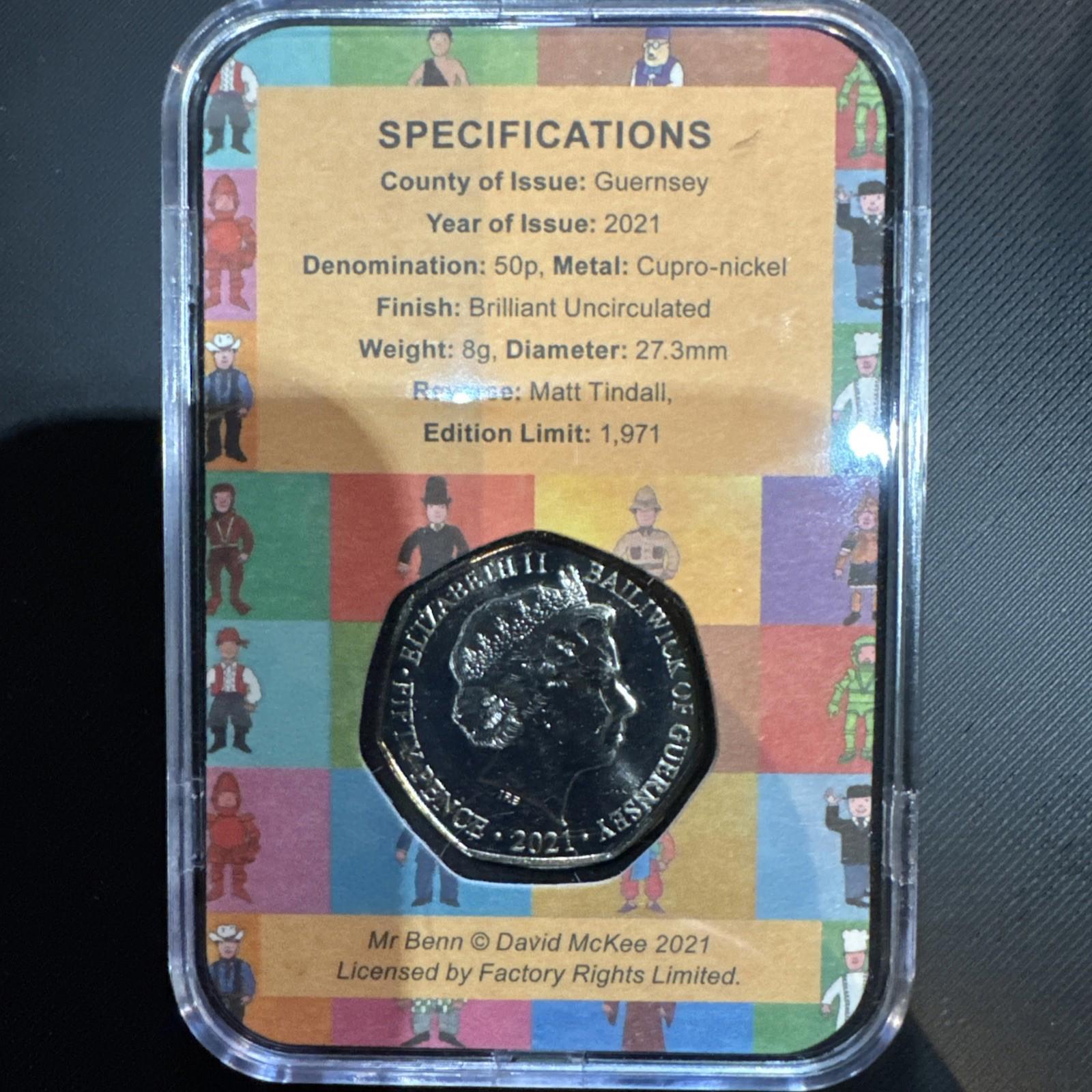 Mr Benn 50p Coin 50th Anniversary Capsule 2021 Guernsey