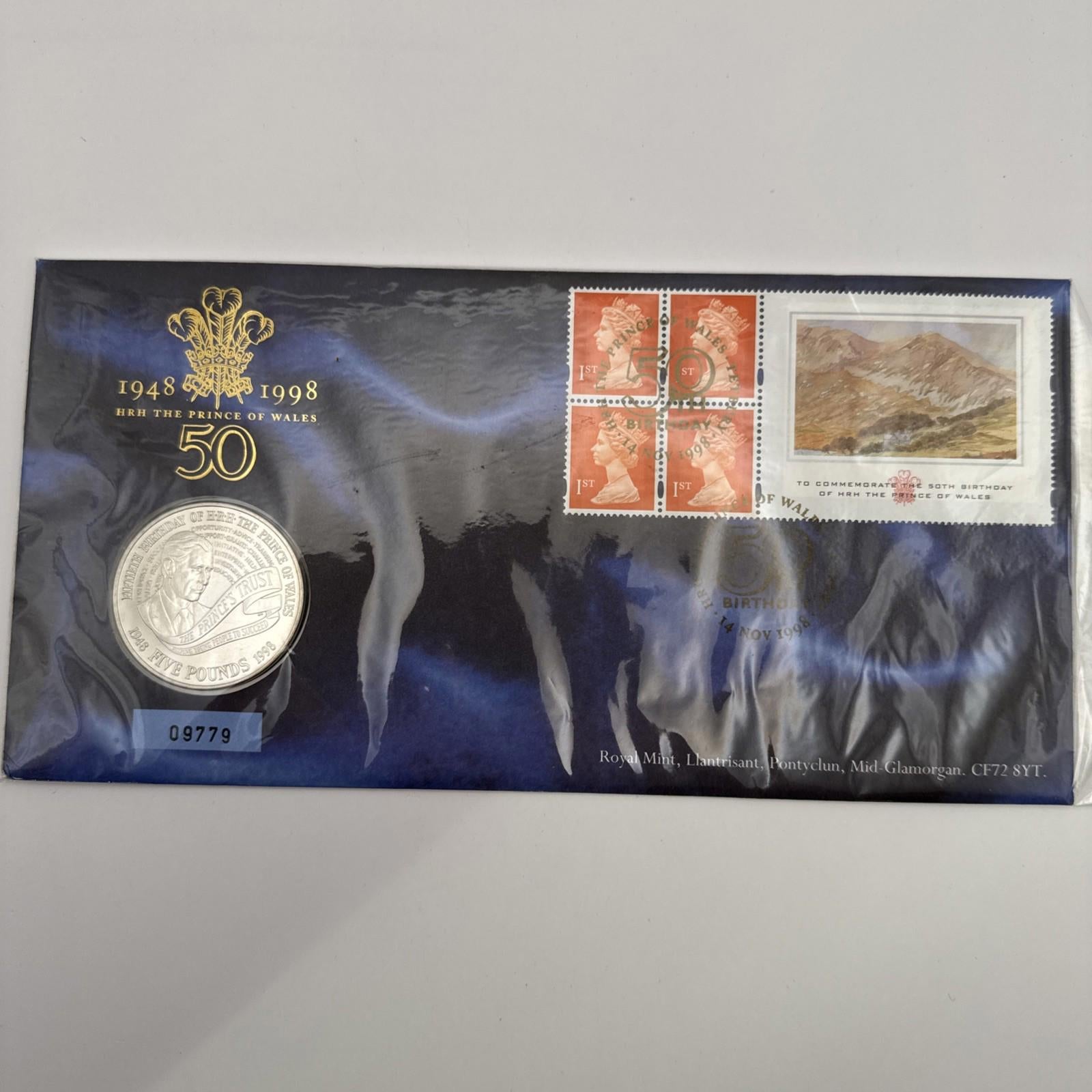 1998 HRH The Prince of Wales 50th Birthday Lt Ed Commem £5 Coin Cover -(17712)