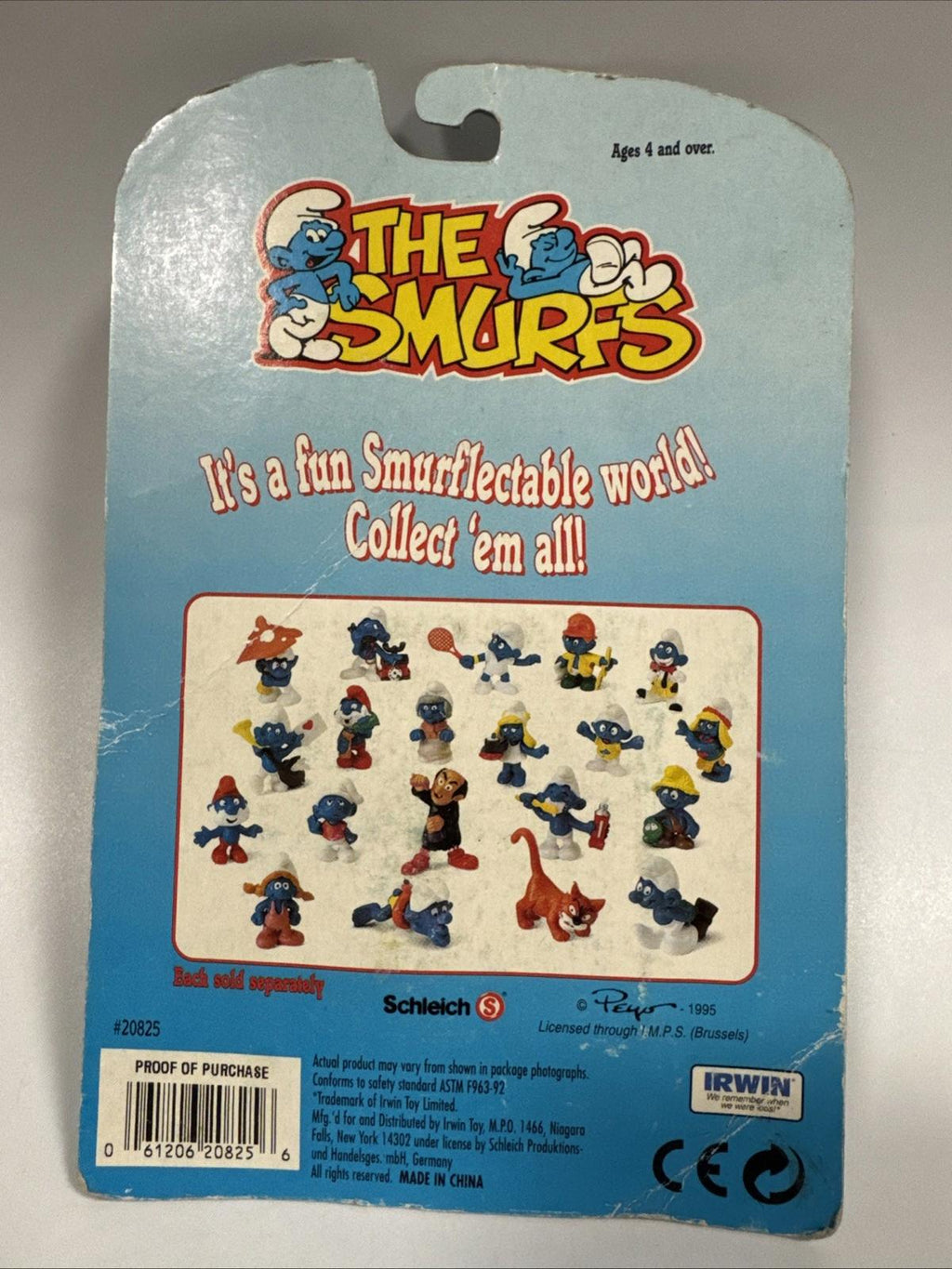 The Smurfs #20825 SMURF by Schleich Peyo in package by Irwin 1995