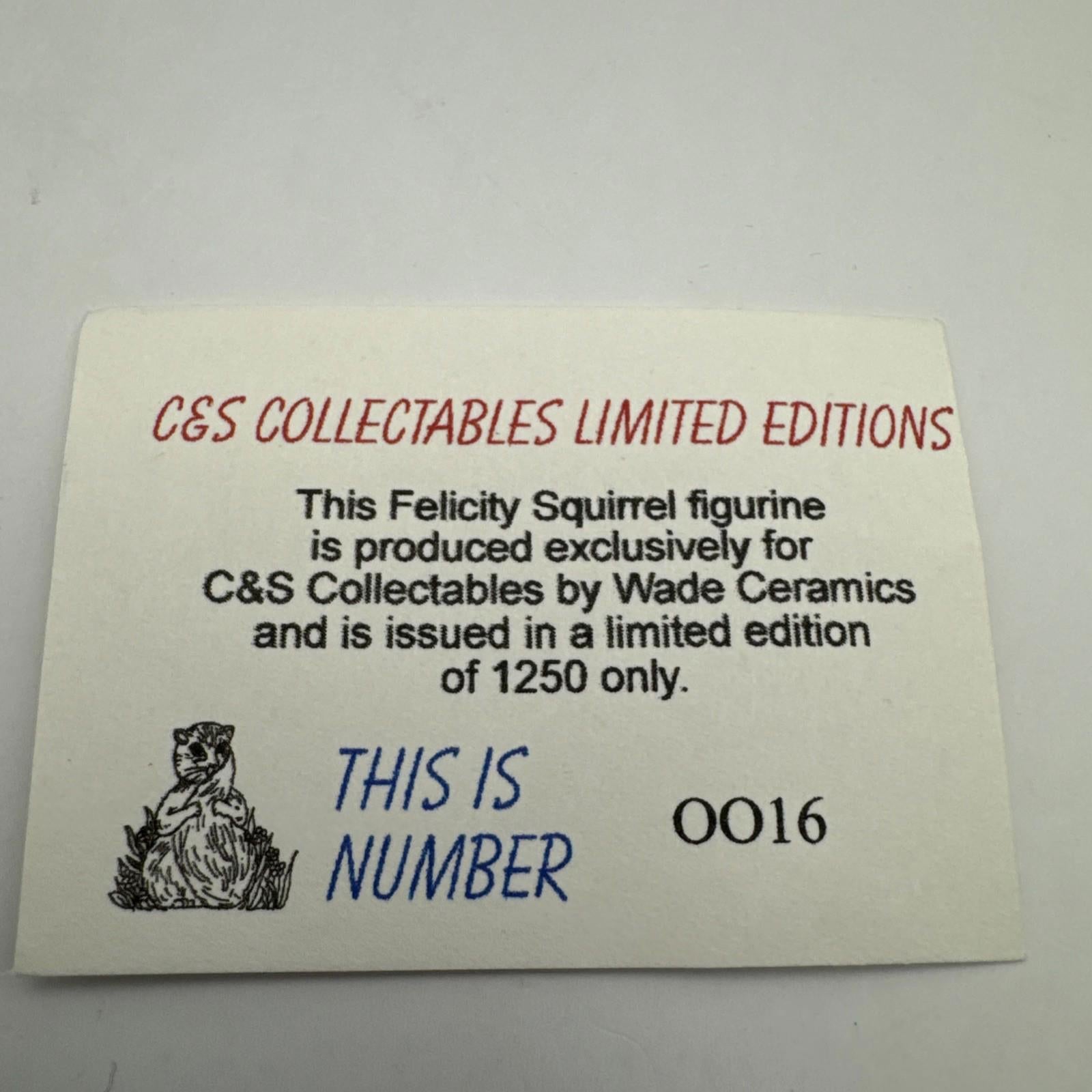Wade Of England Felicity Squirrel & Red Felicity Boxed With COA Mint Condition