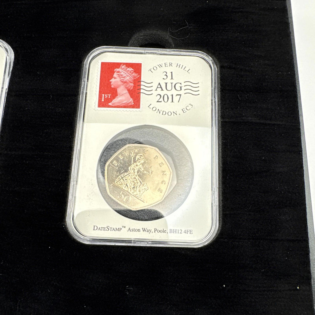 Date stamp 20th Anniversary Of The Small 50p Coin Boxed With COA