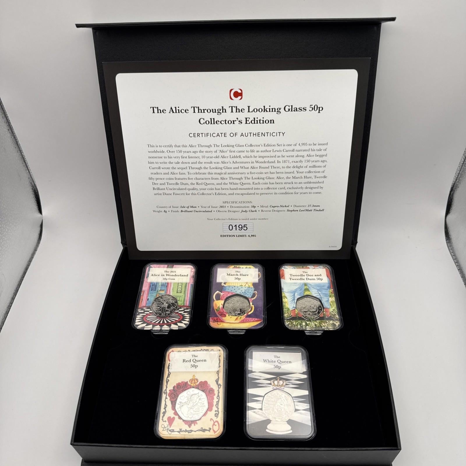 The Alice Through The Looking Glass 50p Collectors Edition Capsule Coins COA Box