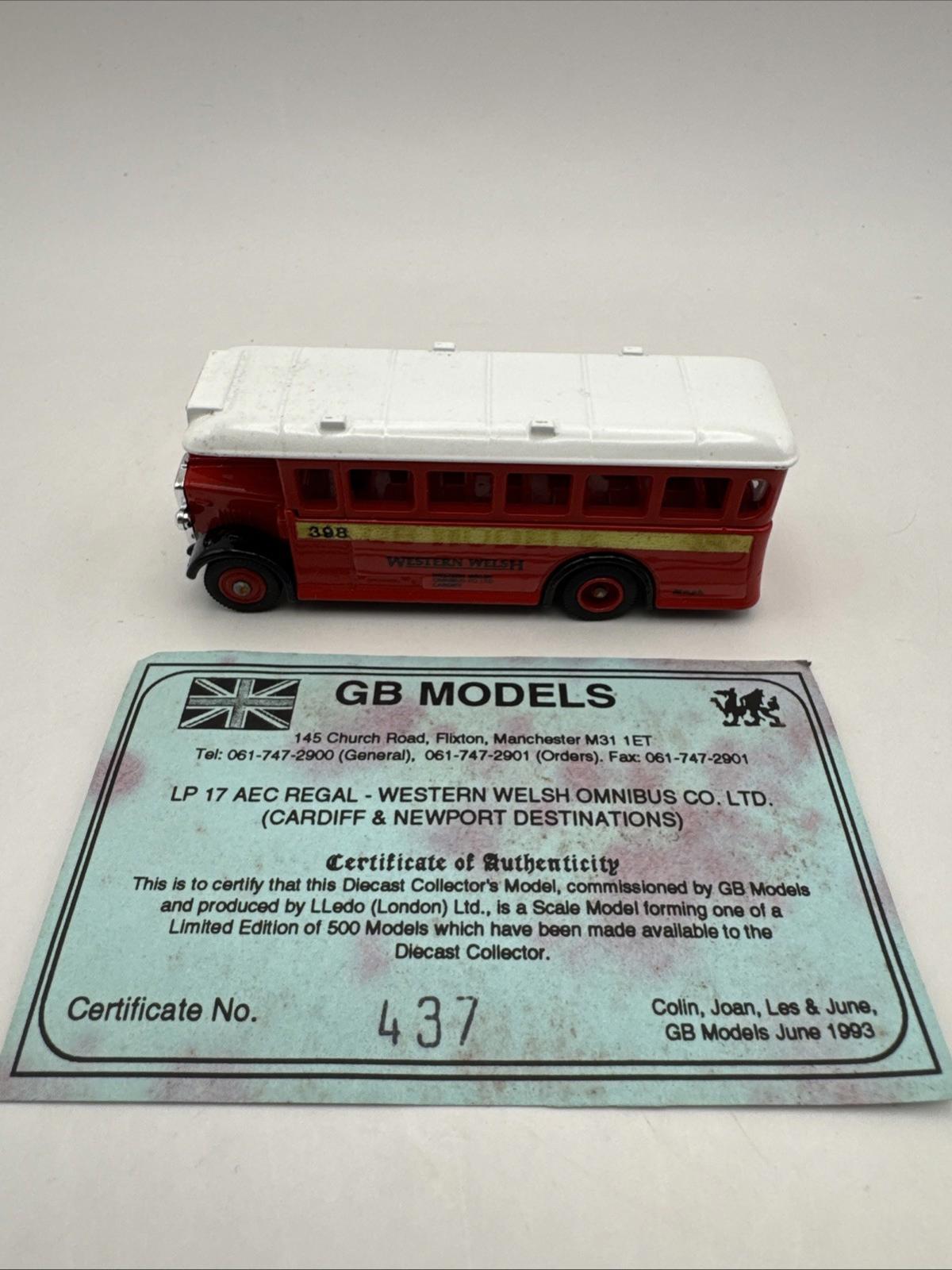 GB Models Western Welsh With Certificate Model Bus 1993 Lledo