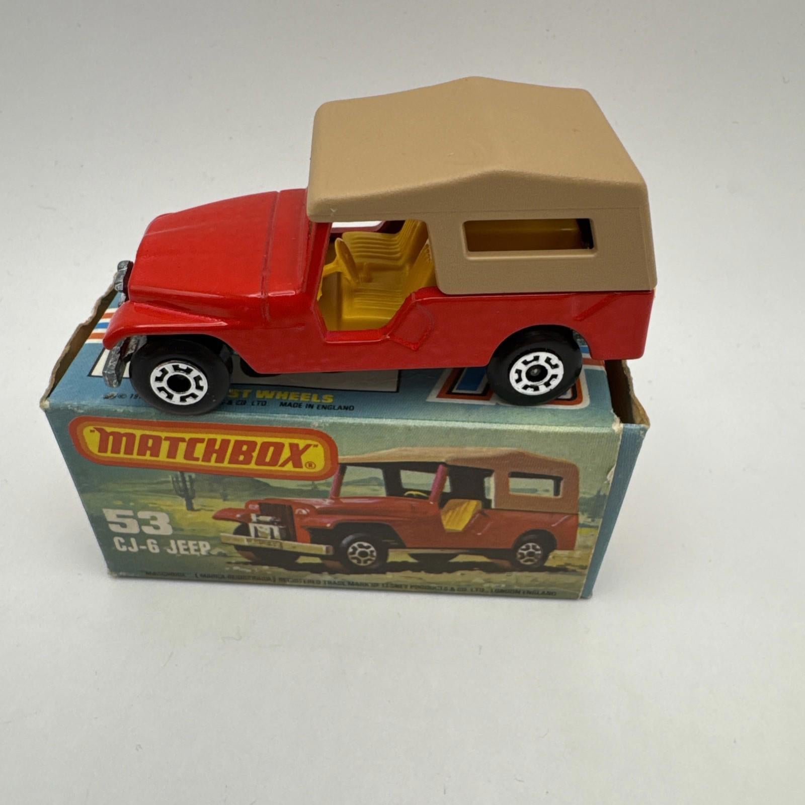 Matchbox Lesney Superfast 53 CJ-6 Jeep in original box 1977 Rare Die Cast