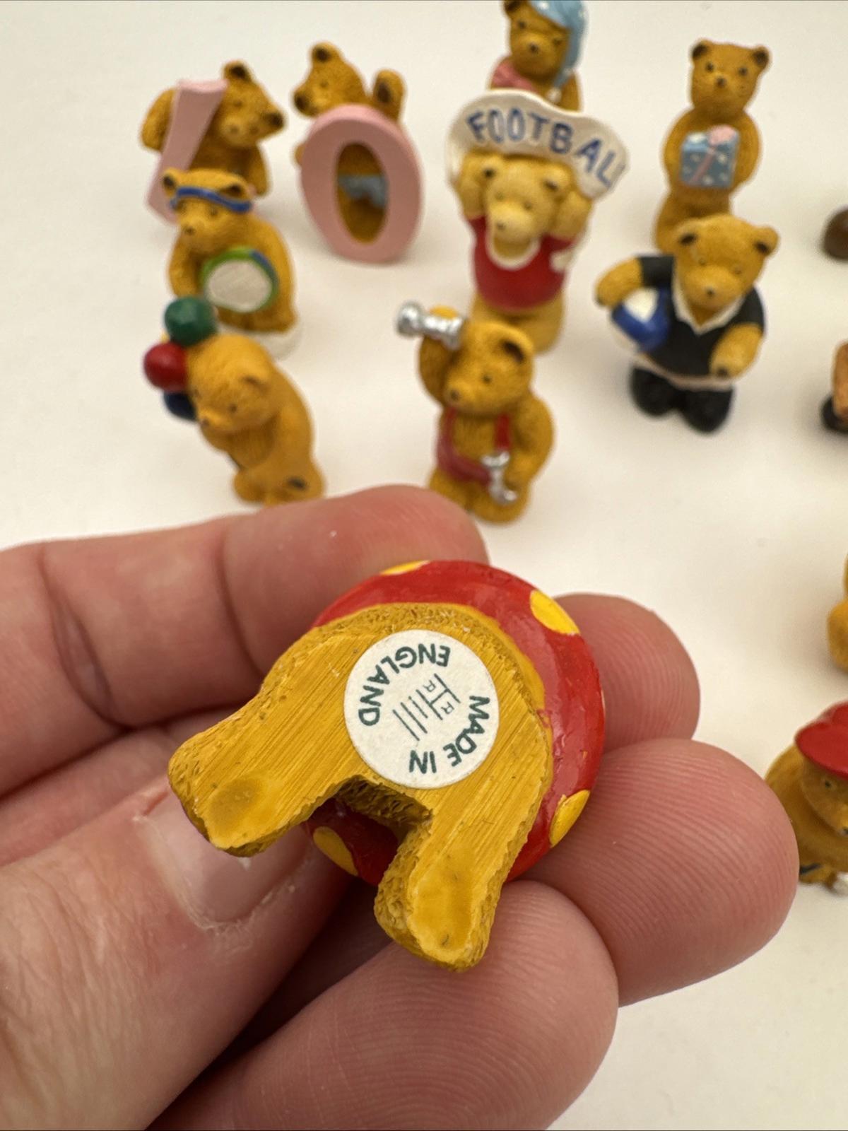 18 X Vintage R&R Hill 3cm Bears  VGC Upcott Collection Hand Painted Box 1