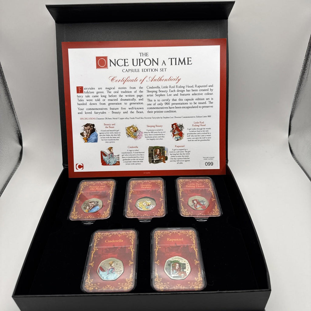 The Once Upon A Time Capsule Edition Set Coloured Coins With COA Commemorative