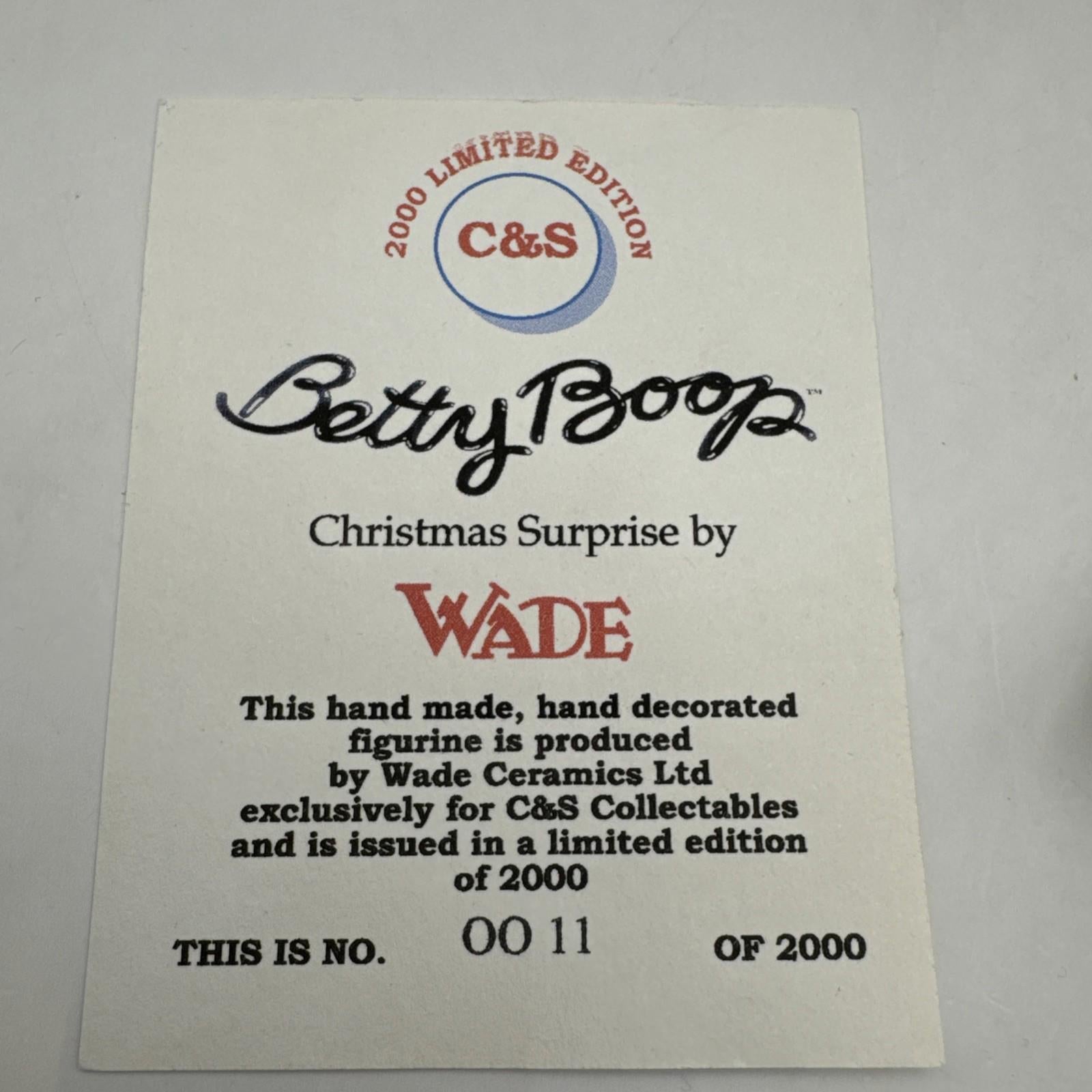 Wade Betty Boop Christmas Surprise Mint Condition Boxed COA Official Product