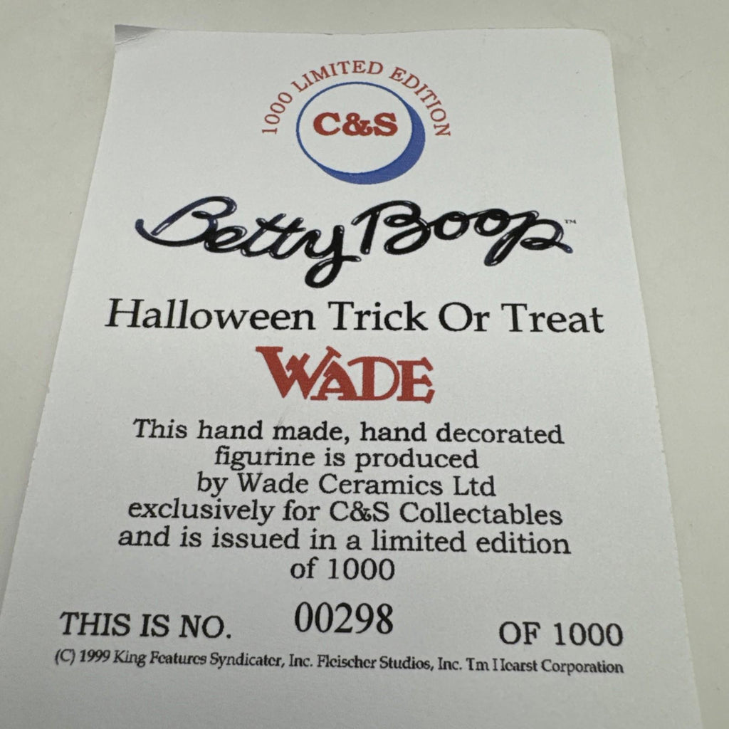 Wade Betty Boop Halloween Trick Or Treat Mint Condition Boxed COA