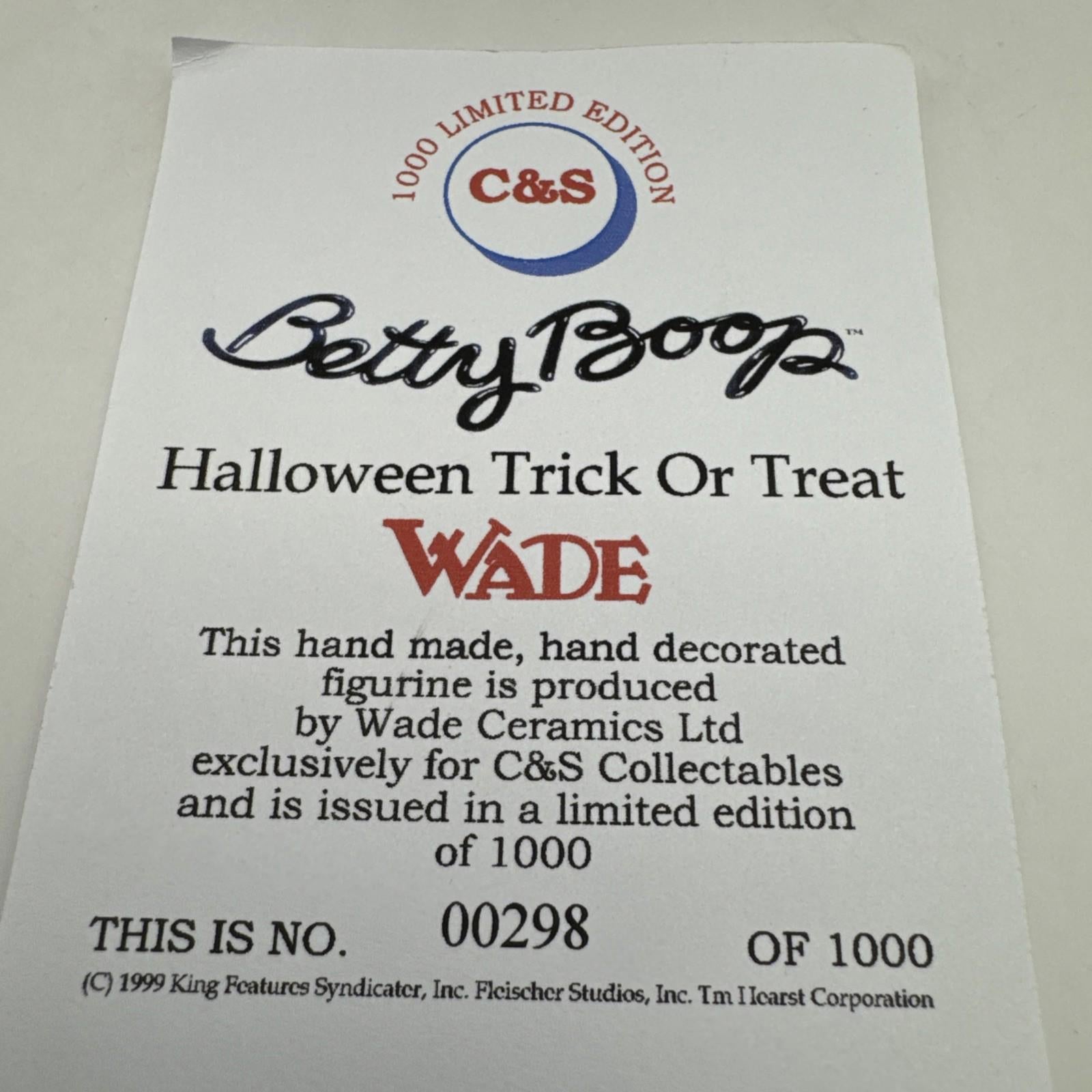 Wade Betty Boop Halloween Trick Or Treat Mint Condition Boxed COA