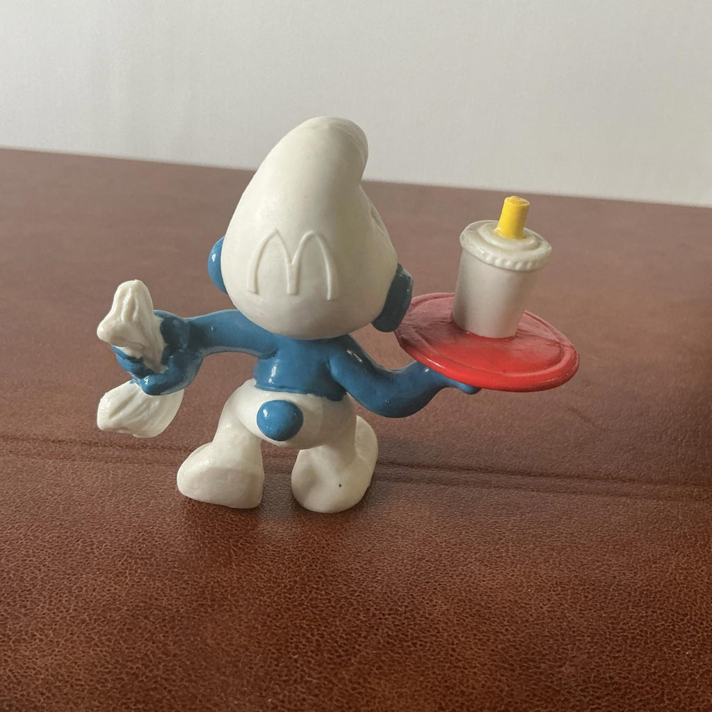 1996 McDonalds  Vintage Milkshake Waiter Smurf VGC Collectable SM028