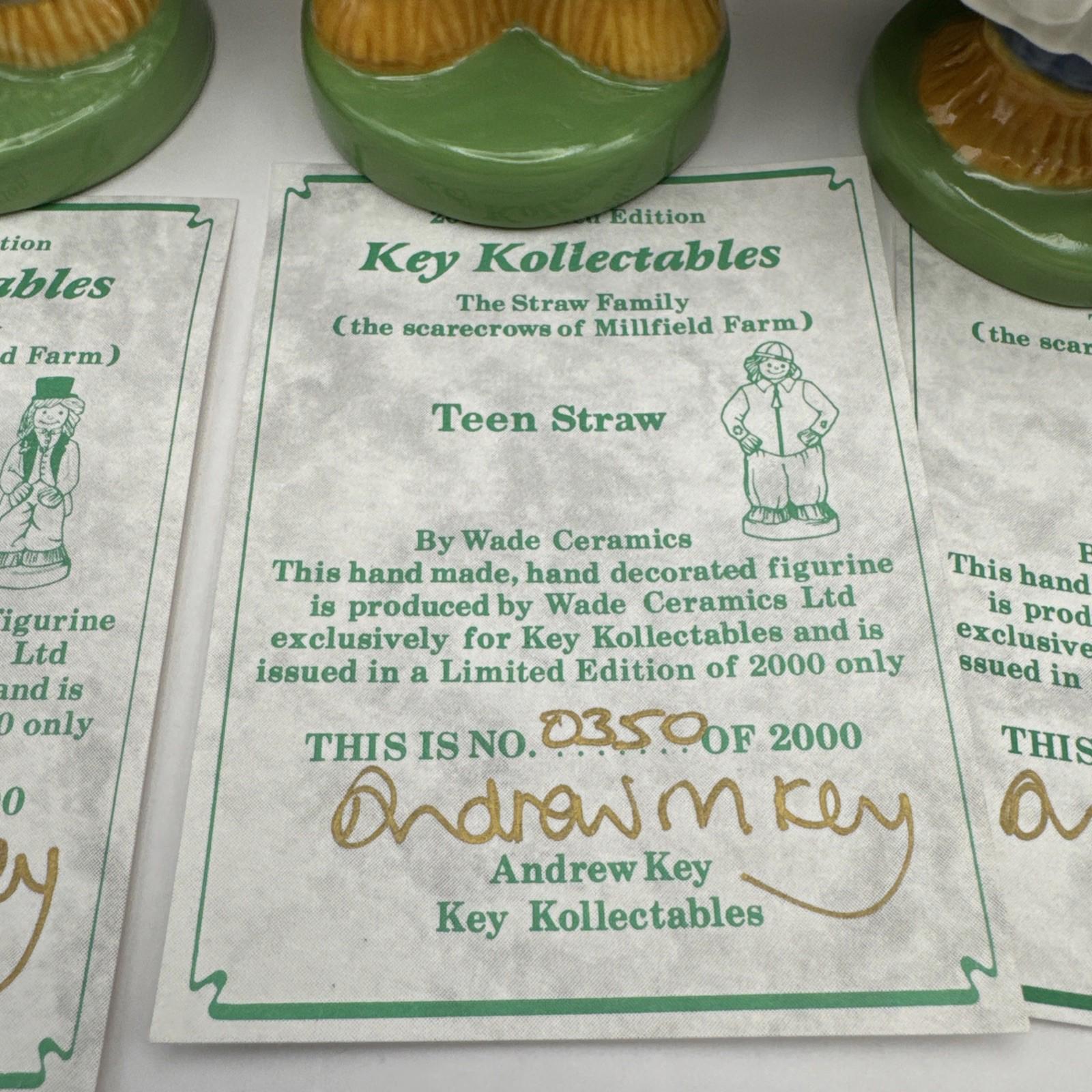 Wade Scarecrow Family Ma, Baby, Pa & Teen Straw of Millfield Farm Boxed COA Mint