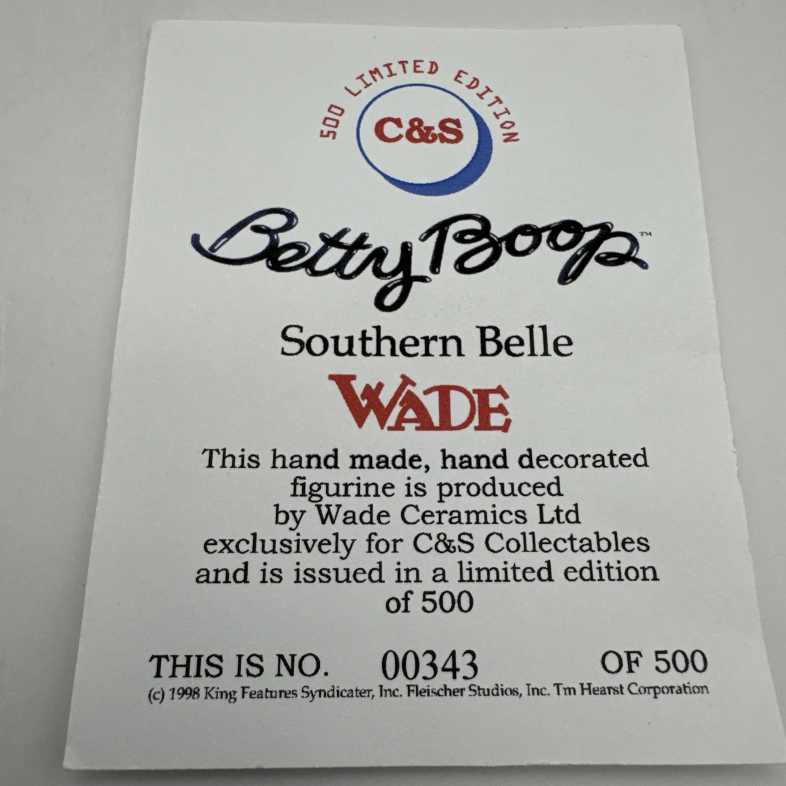 Wade Southern Bell Betty Boop Figurine Boxed COA Mint Condition