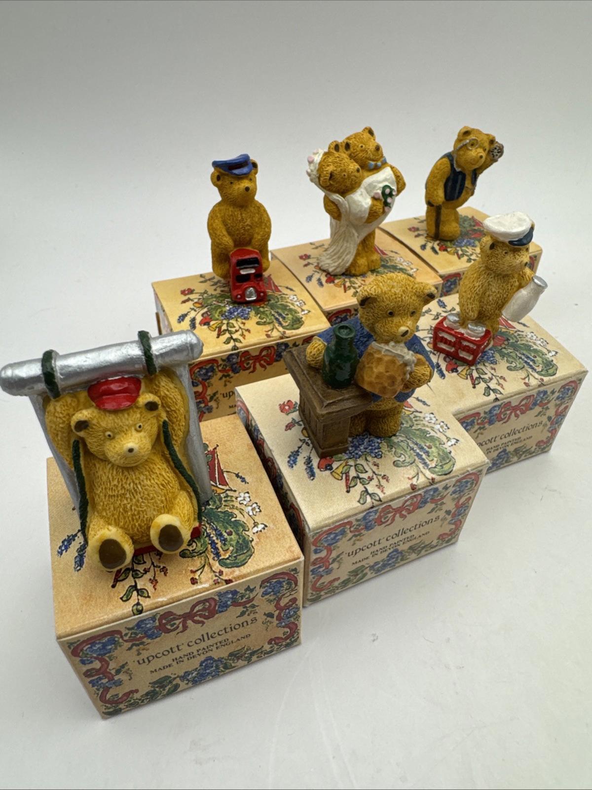 6 x Vintage R&R Hill Bears Upcott Collection Hand Painted VGC  Boxed