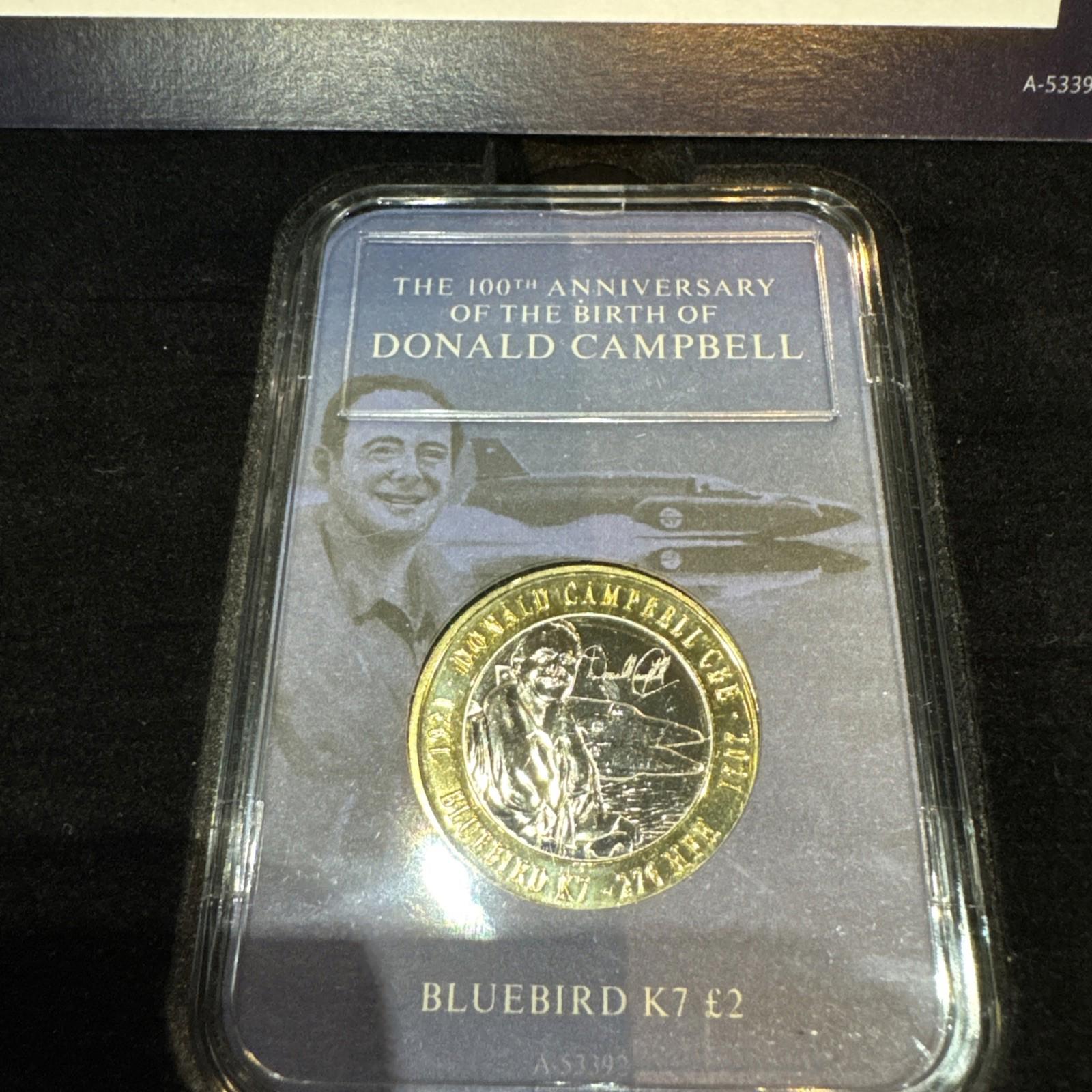 The 100th Anniversary Of Donald Campbell £2 Pair BU Coins With COA