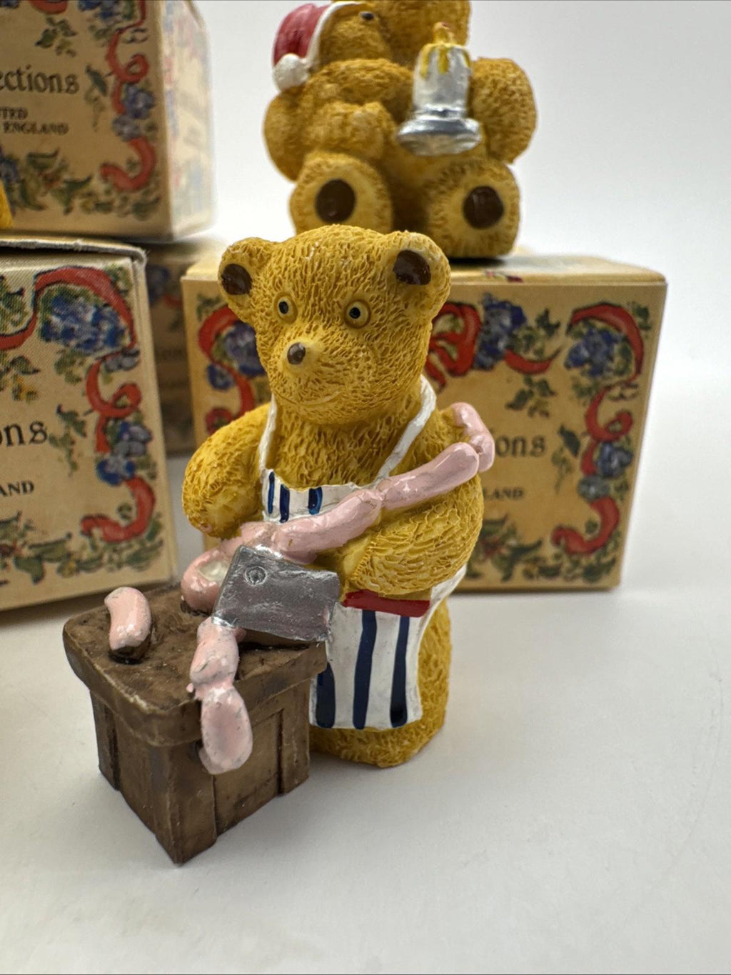 8 x Vintage R&R Hill Bears Upcott Collection Hand Painted Boxed VGC