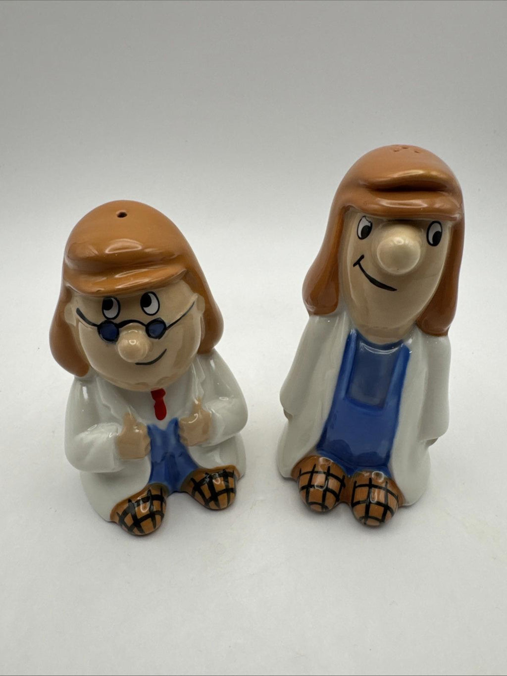 Collectable Tetley Tea Folk Wade Salt & Pepper Pots Gaffer Sydney 1996 VGC