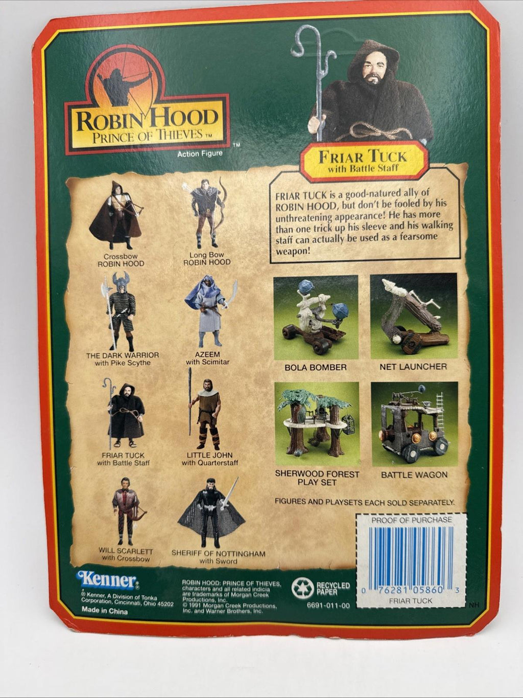 Kenner Robinson Hood Prince Of Thieves Friar Tuck With Battle Staff Figure