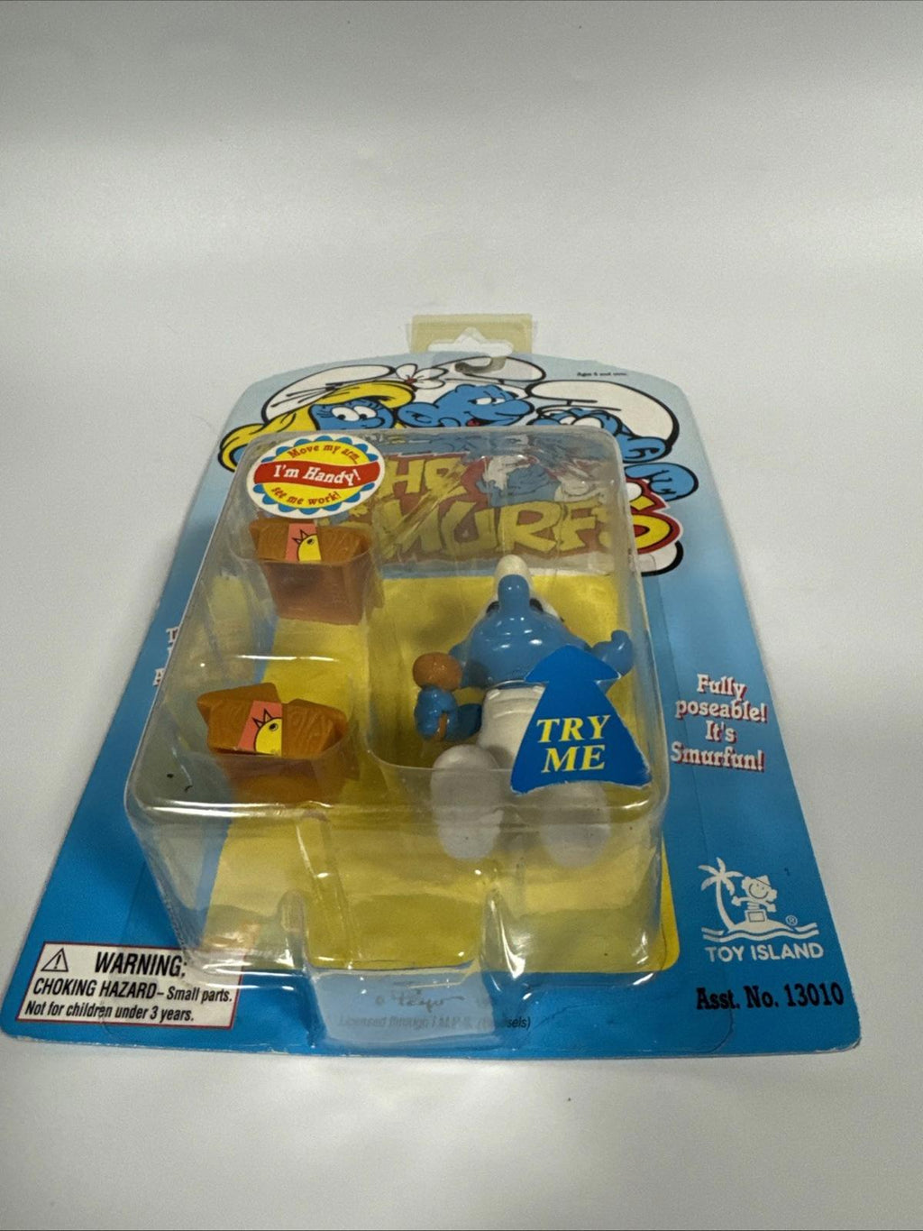 Toy Island The Smurfs 3" Handy Smurf Figure Movable Arms Smurf