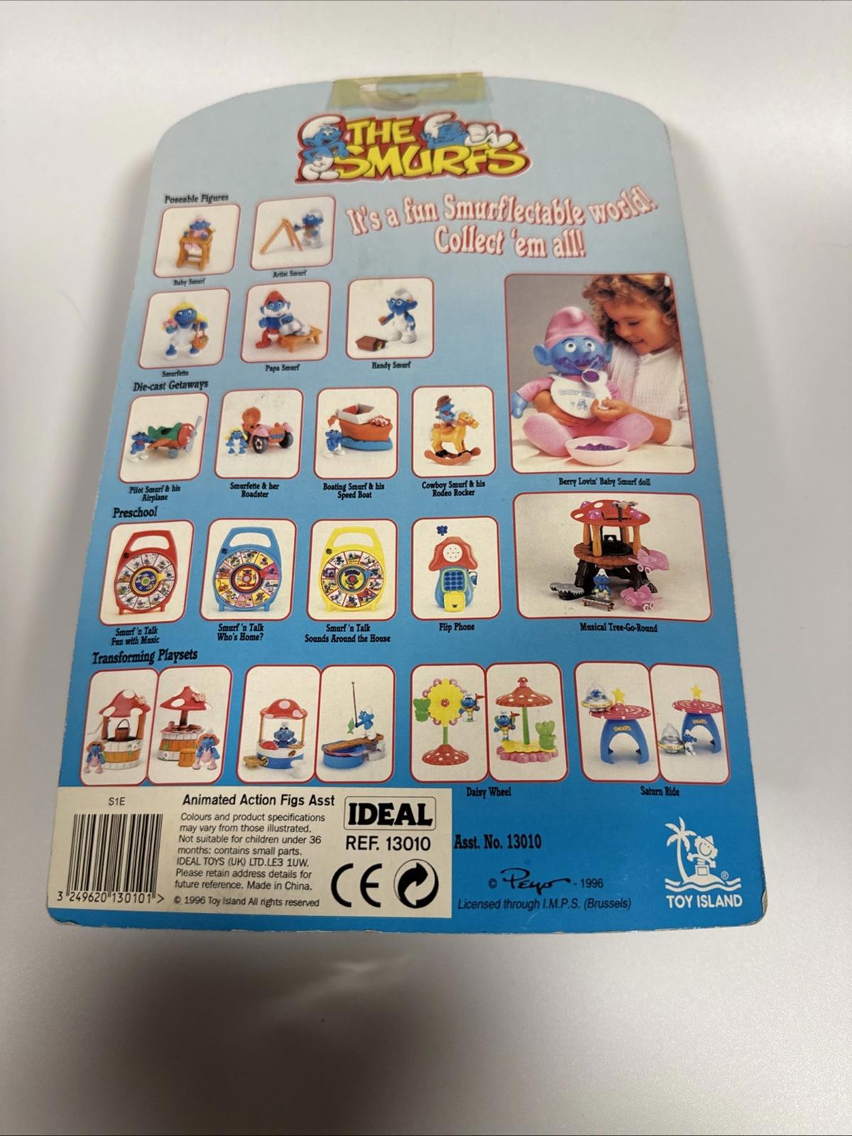 The Smurfs - Baby Smurf with High Chair Figure Infant Pink 1996 Irwin Toy Island