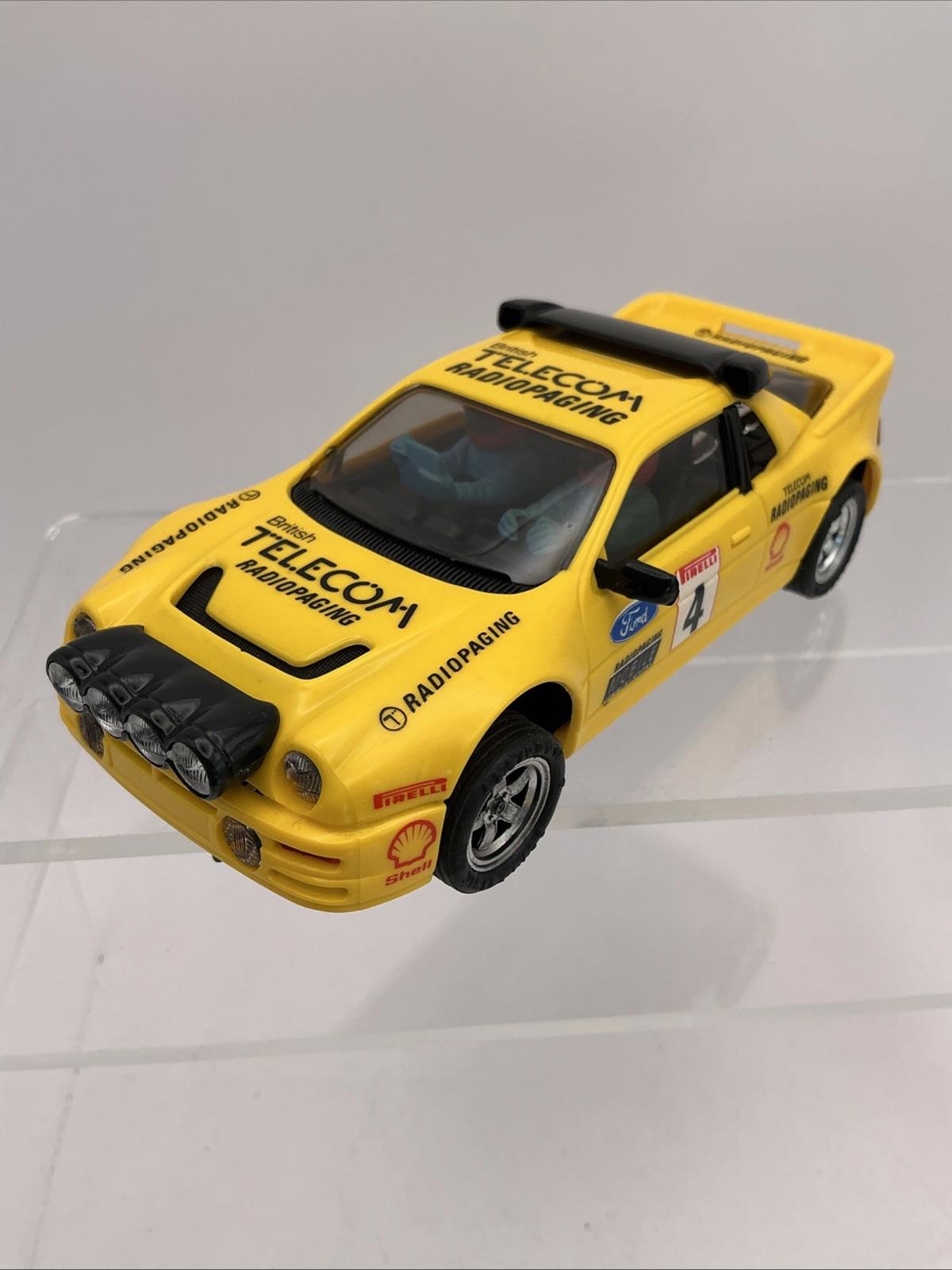 Scalextric 1/32 Scale Slotcar C429 Ford RS 200 Radiopaging #4  Yellow Vintage 88