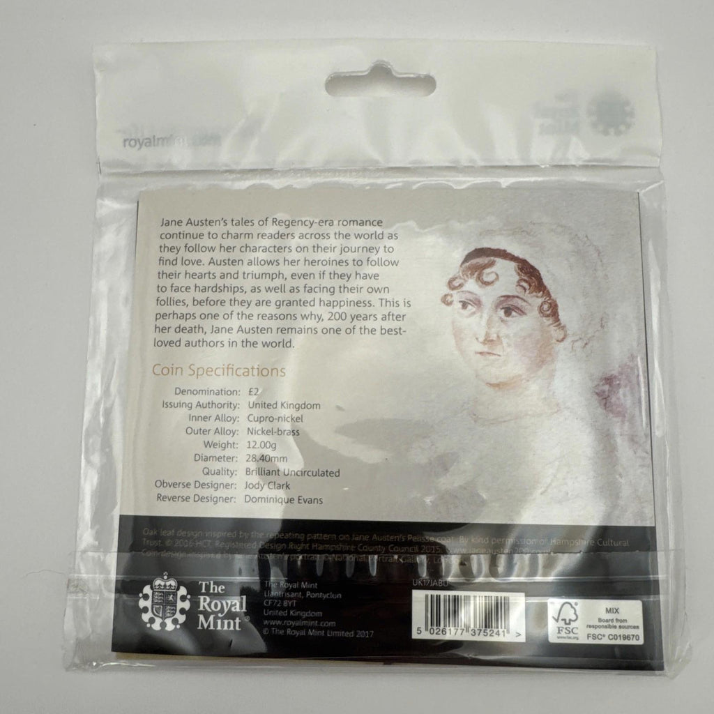 The Royal Mint £2 Coin Jane Austen Brilliant Uncirculated Coin