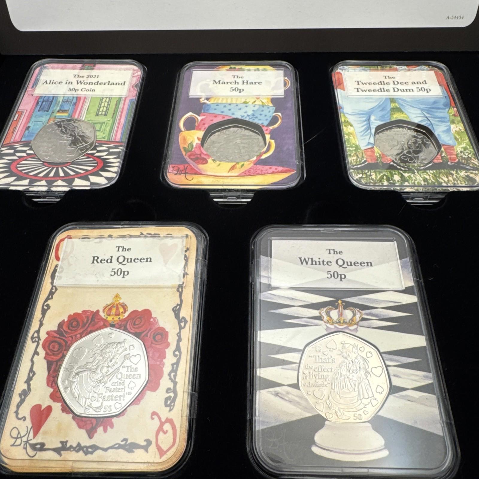 The Alice Through The Looking Glass 50p Collectors Edition Capsule Coins COA Box