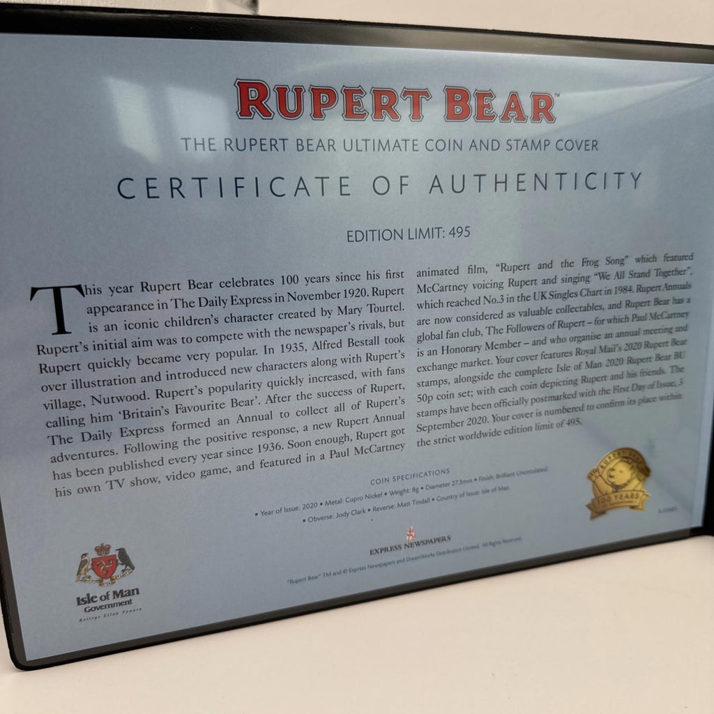 The Rupert Bear Coin And Stamp Cover With COA