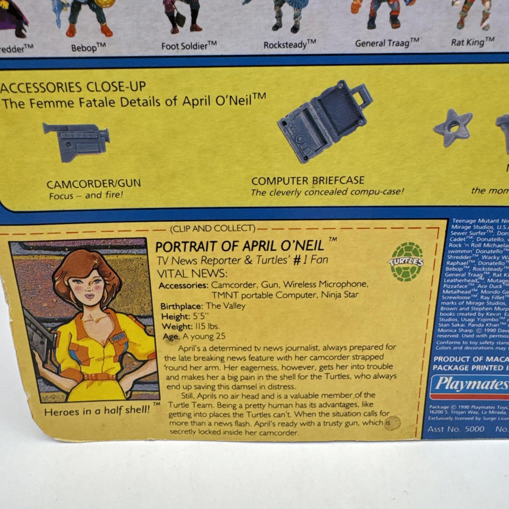 Vintage Teenage Mutant Ninja Turtles April O'Neil Toy Figure TMNT 1990 MOC