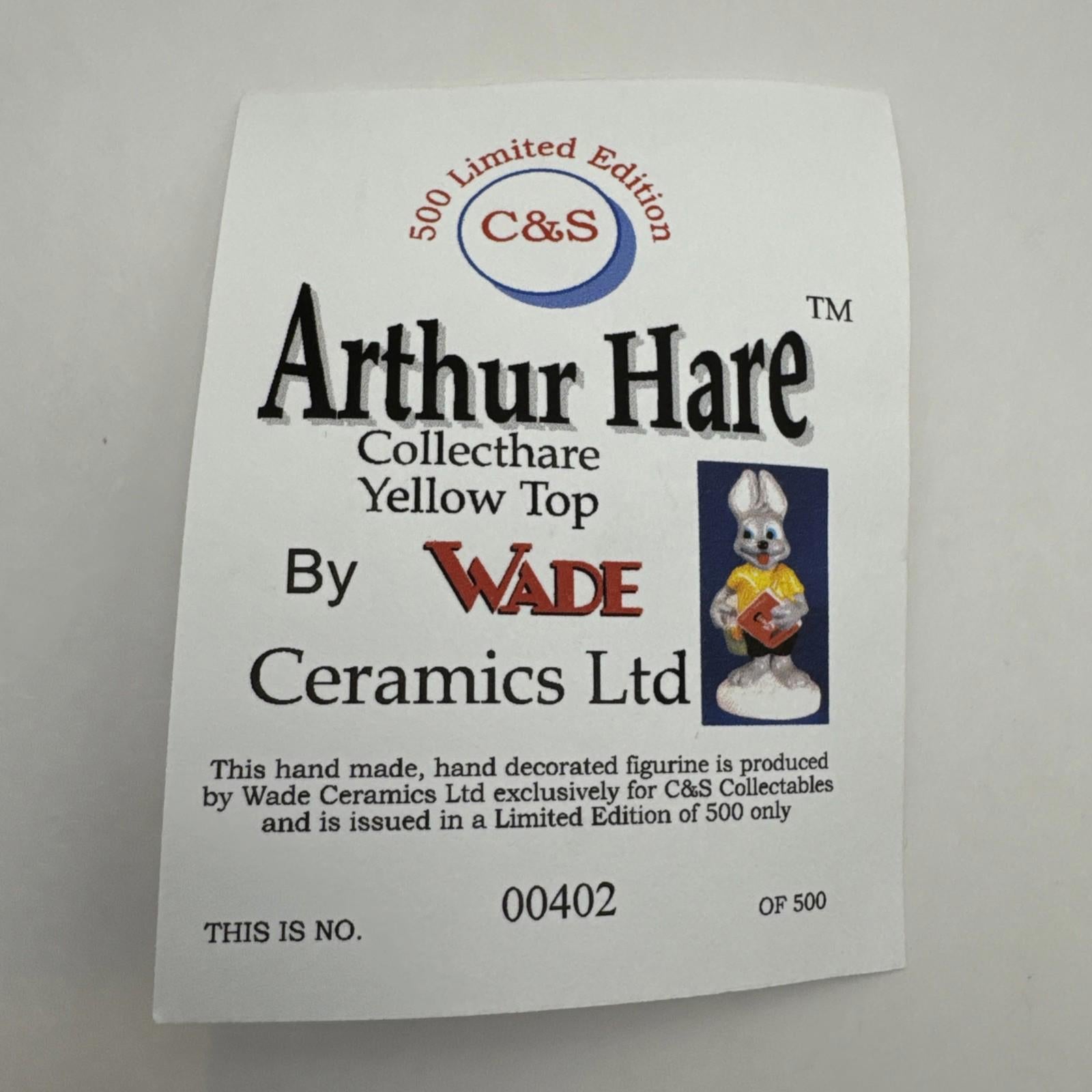 Wade / C&S Arthur Hare Collecthare Yellow Top Boxed Limited Edition 402 - Mint