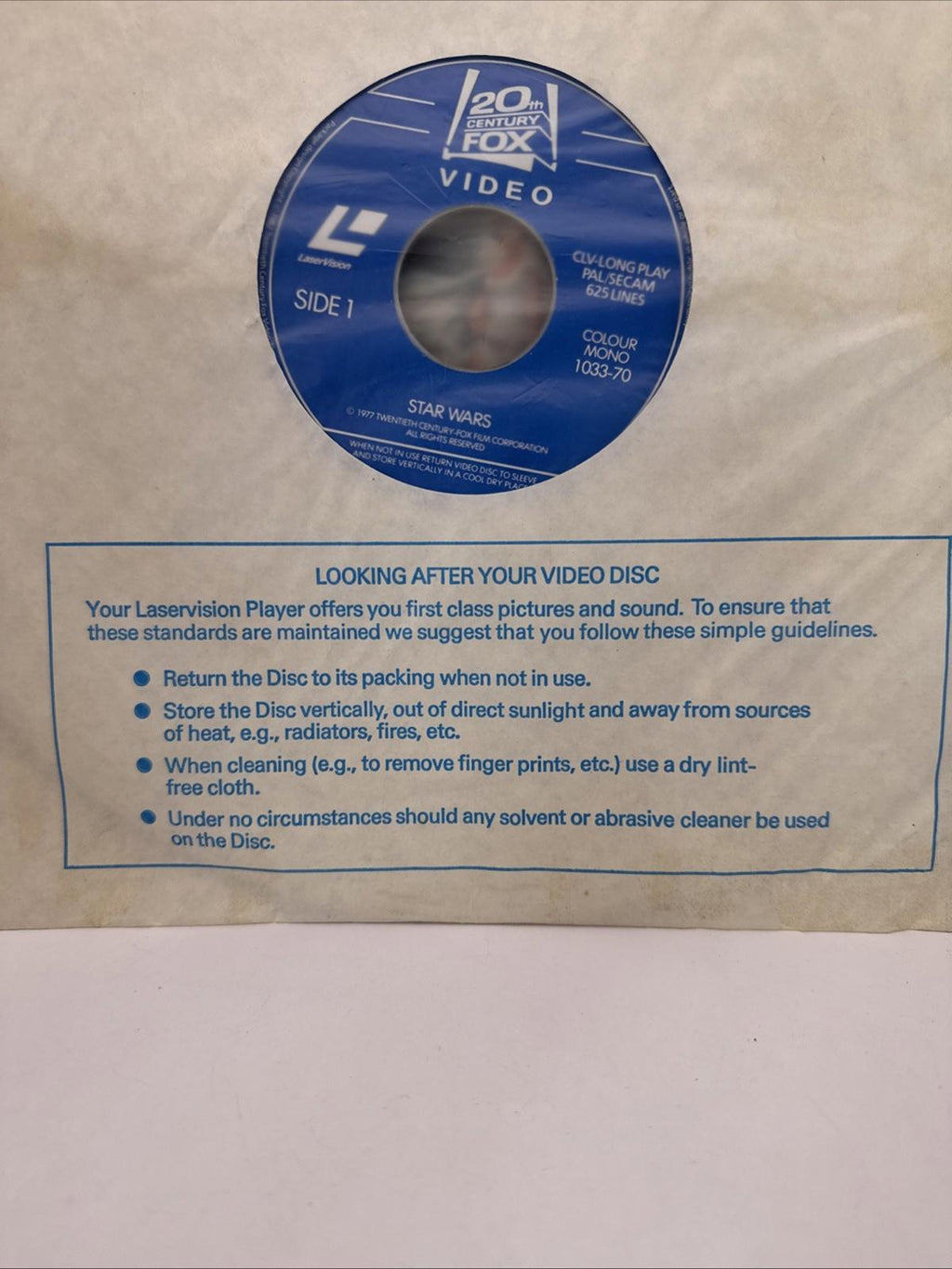 Star Wars 20th Century Fox Very Rare Laser Disc Colour Stereo