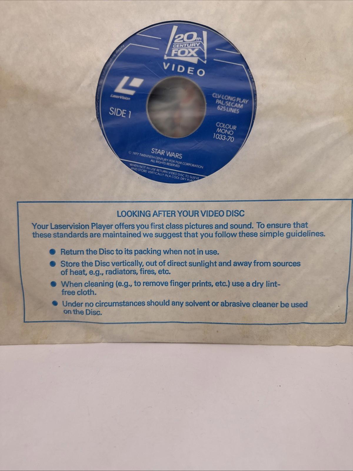 Star Wars 20th Century Fox Very Rare Laser Disc Colour Stereo