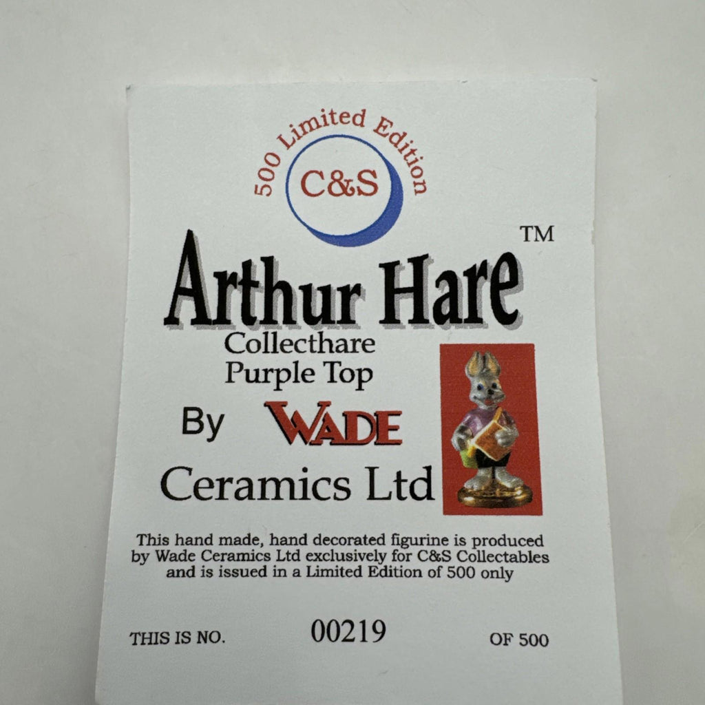 Wade / C&S Arthur Hare. Collect Hare Purple Top. Boxed Limited Edition COA
