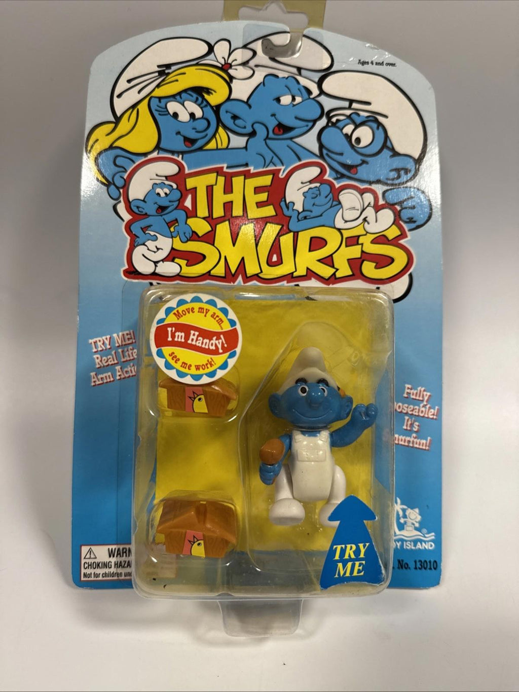 Toy Island The Smurfs 3" Handy Smurf Figure Movable Arms Smurf
