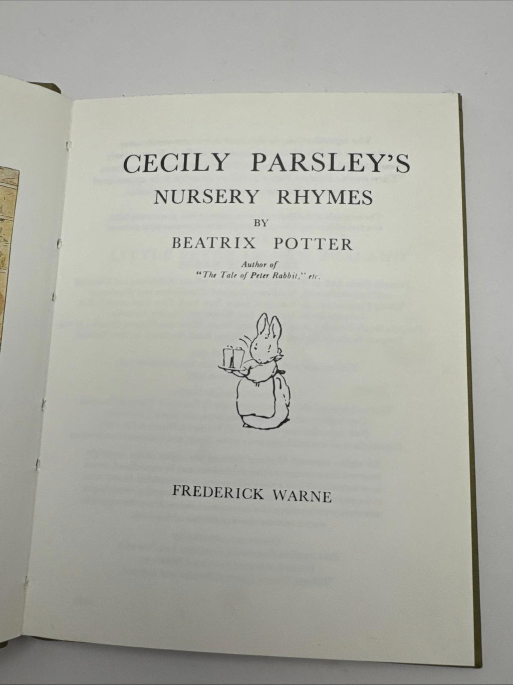 Vintage Beatrix Potter’s Cecily Parsley's Nursery Rhymes Collectable Book 1987