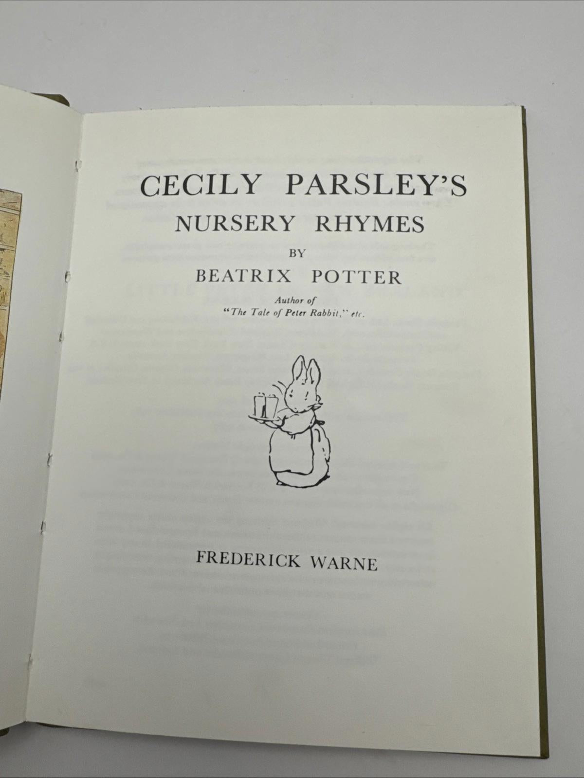 Vintage Beatrix Potter’s Cecily Parsley's Nursery Rhymes Collectable Book 1987