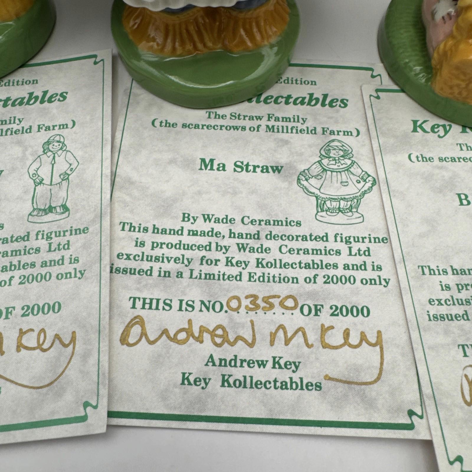 Wade Scarecrow Family Ma, Baby, Pa & Teen Straw of Millfield Farm Boxed COA Mint