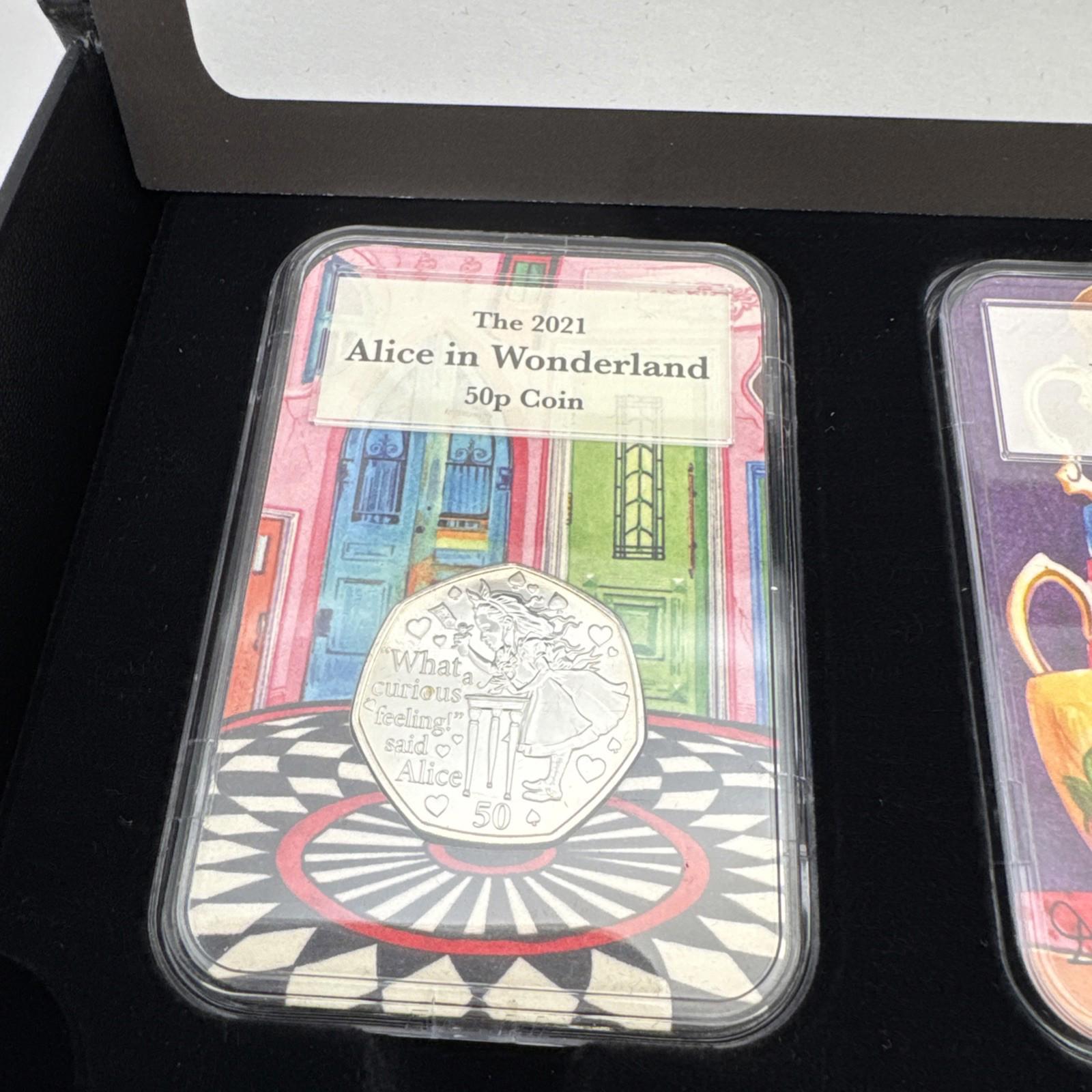 The Alice Through The Looking Glass 50p Collectors Edition Capsule Coins COA Box