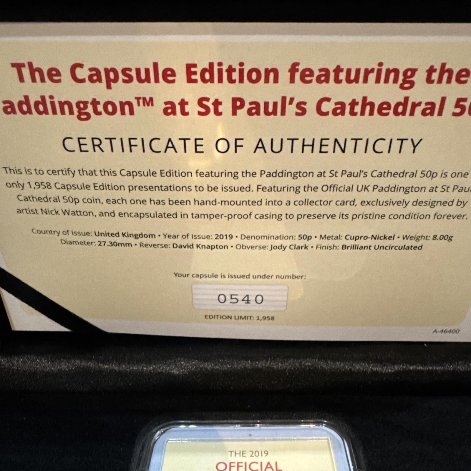 The Capsule Edition The Paddington At St Paul’s Cathedral 50p Coin BU