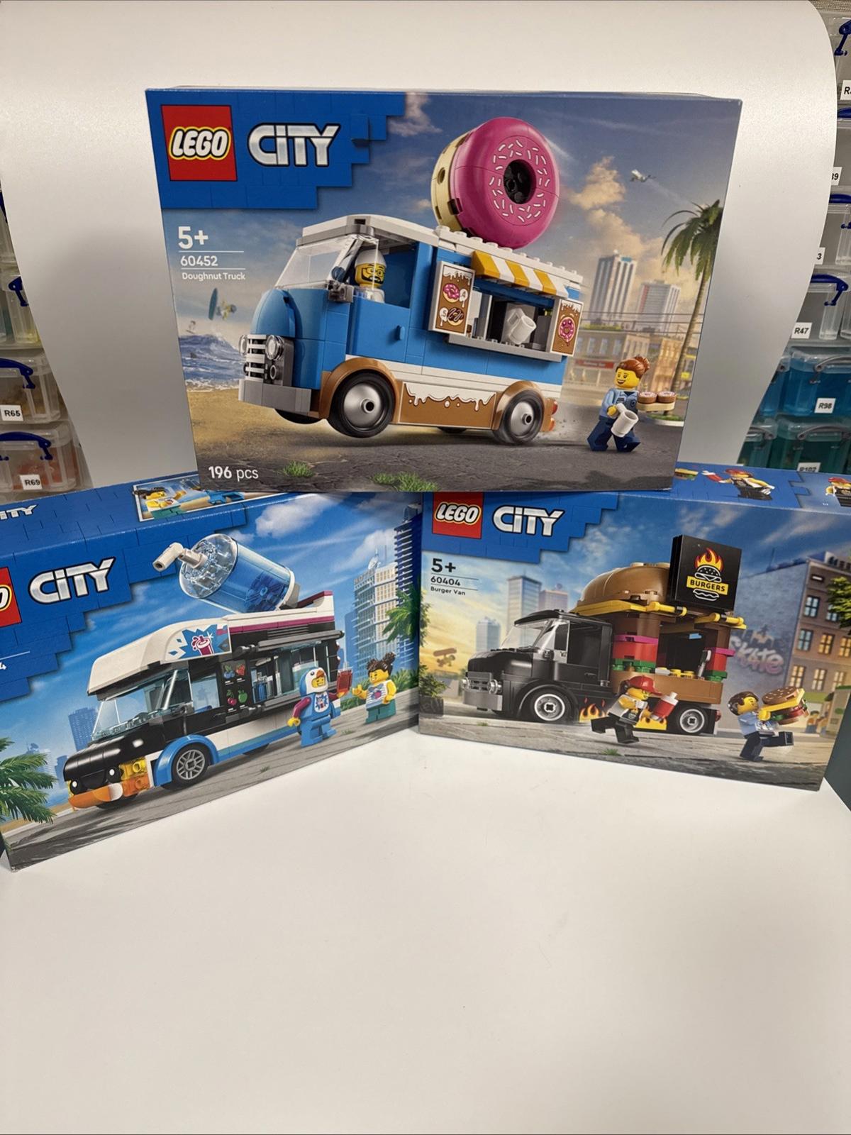 Lego Trucks Set 60452  60404  60384 Doughnut Burger Slush New
