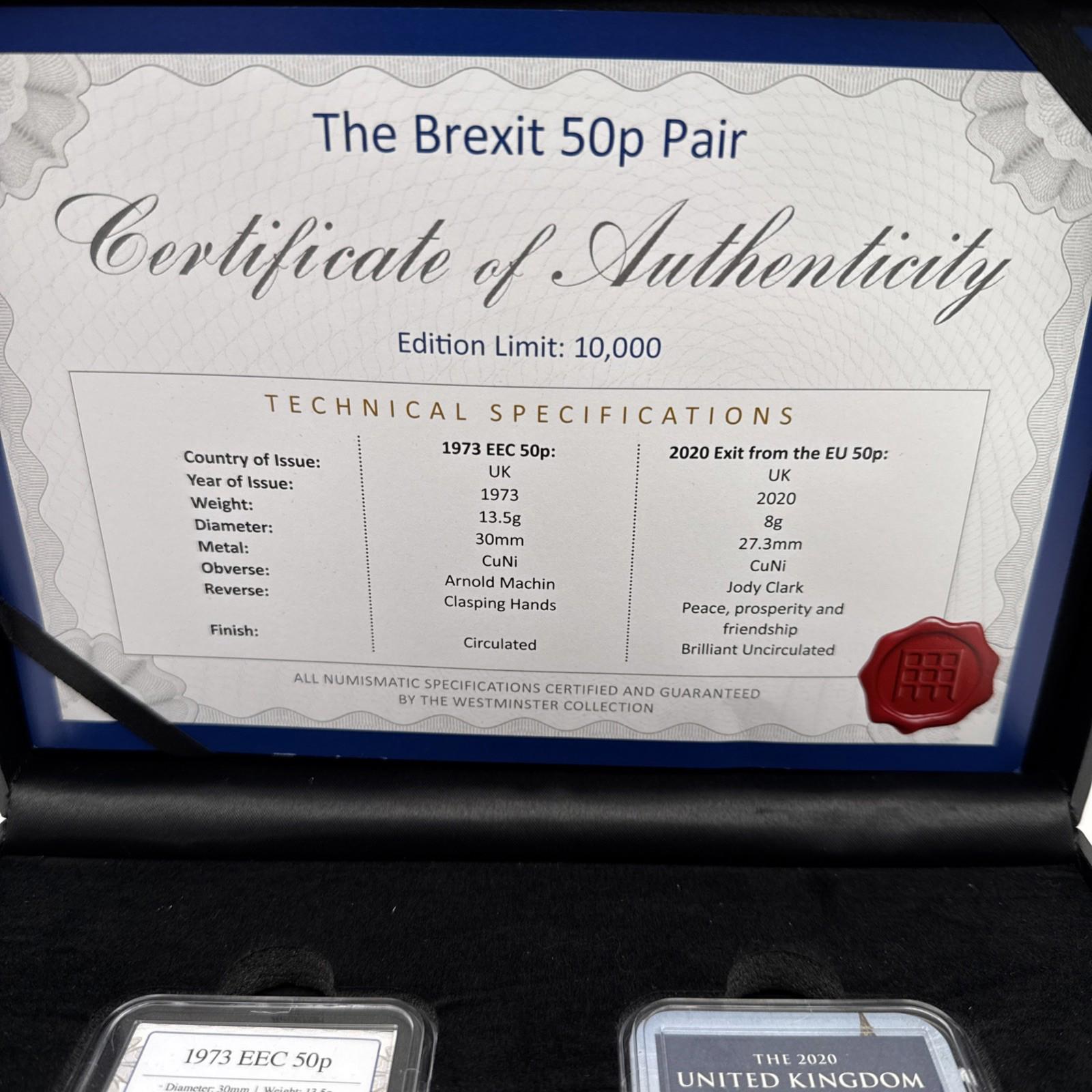 The Brexit 50p Pair Capsule Coins With COA