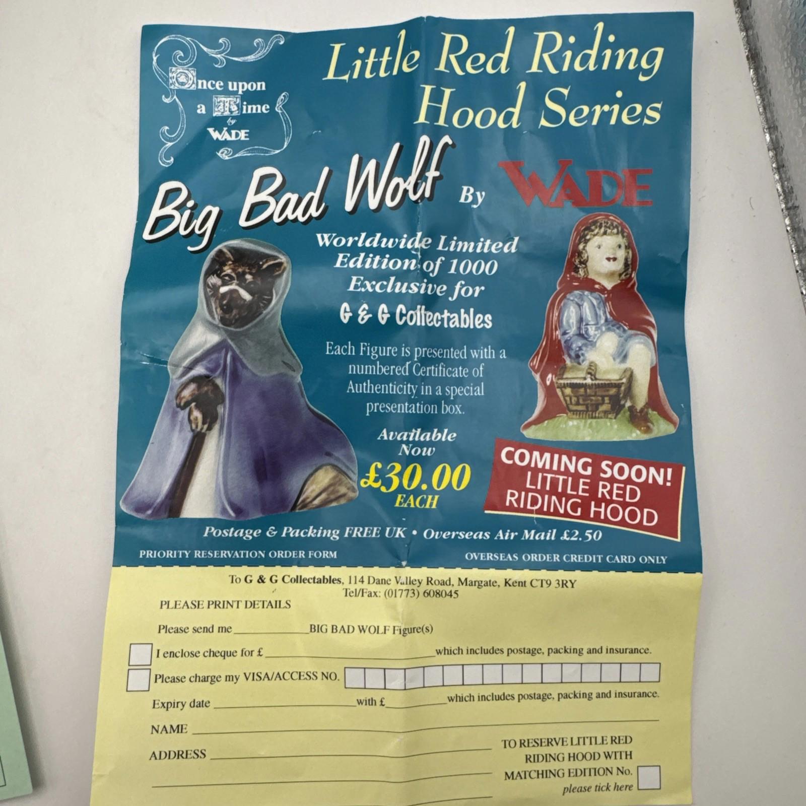 Wade Little Red Riding Hood & Big Bad Wolf 0534/1000 Boxed COA Mint Condition