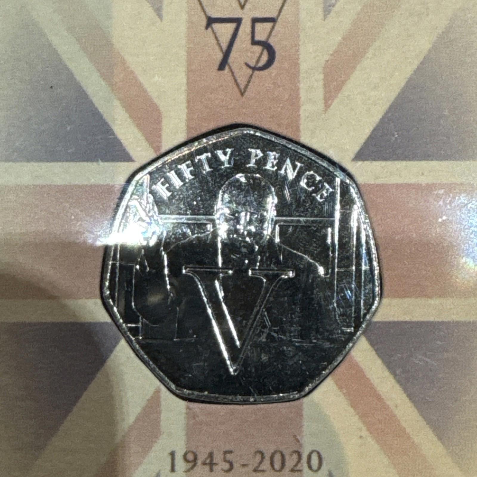 The Victory 50p Brilliant Uncirculated Coin In Capsule Churchill