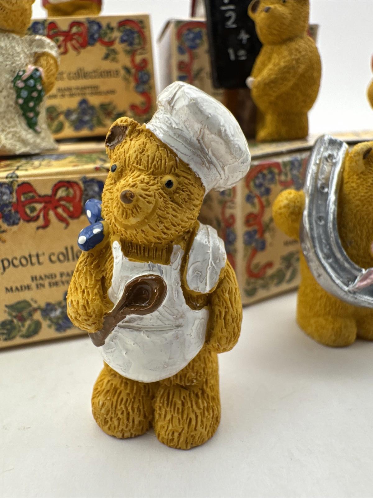 8 x Vintage R&R Hill Bears Upcott Collection Hand Painted Boxed VGC