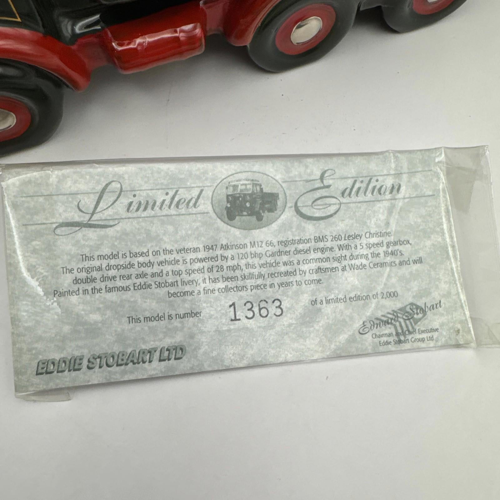 Wade Of England Eddie Stobart 1947 Atkinson Limited Edition With COA Rare