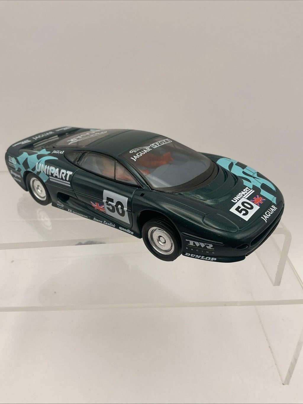 Scalextric C483 Jaguar XJ220C Endurance Unipart Le Mans Boxed Slot Car VGC