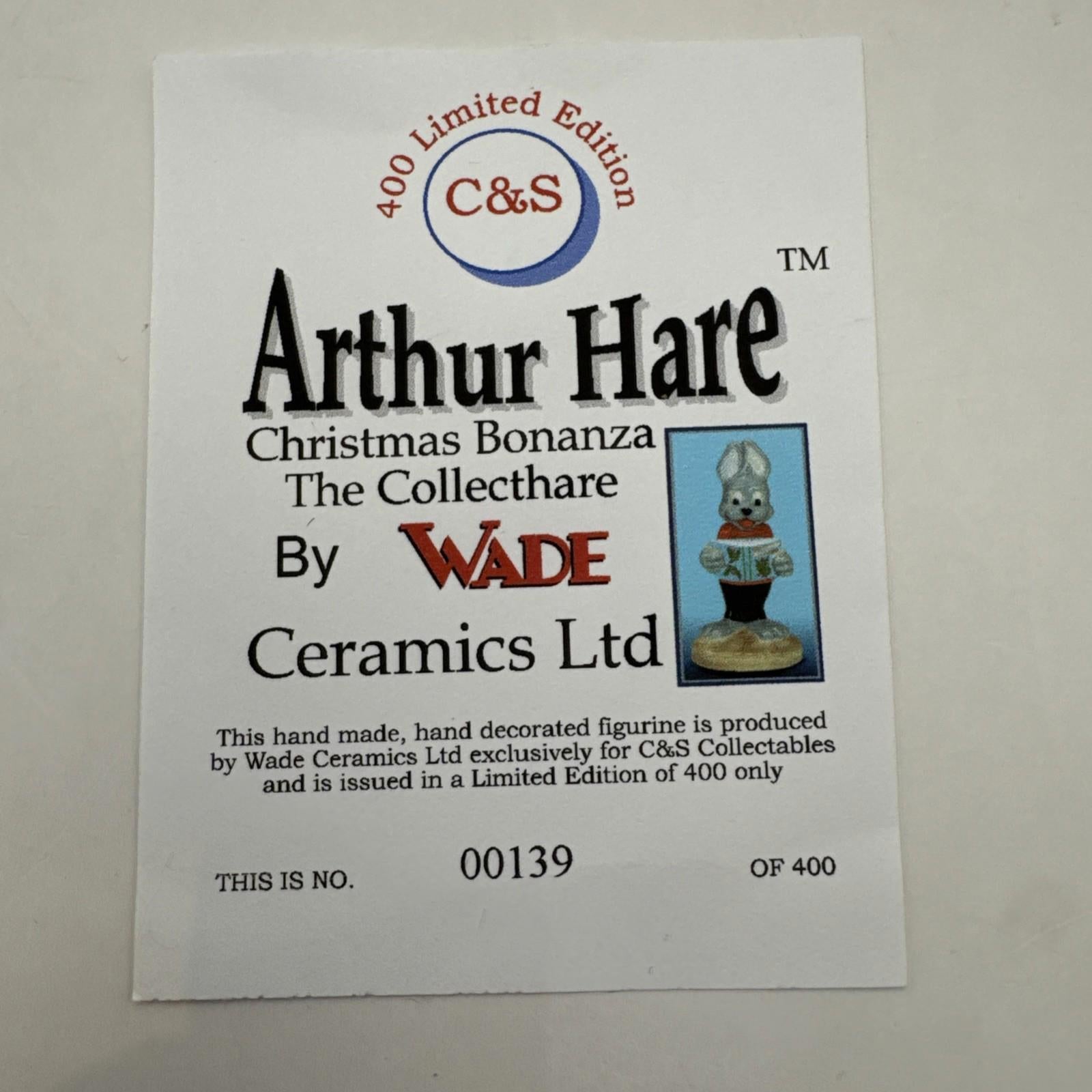 Wade Collect Hare Christmas Bonanza  Red Top Excellent Condition - Box & COA