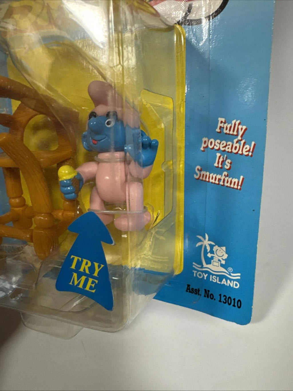 The Smurfs - Baby Smurf with High Chair Figure Infant Pink 1996 Irwin Toy Island